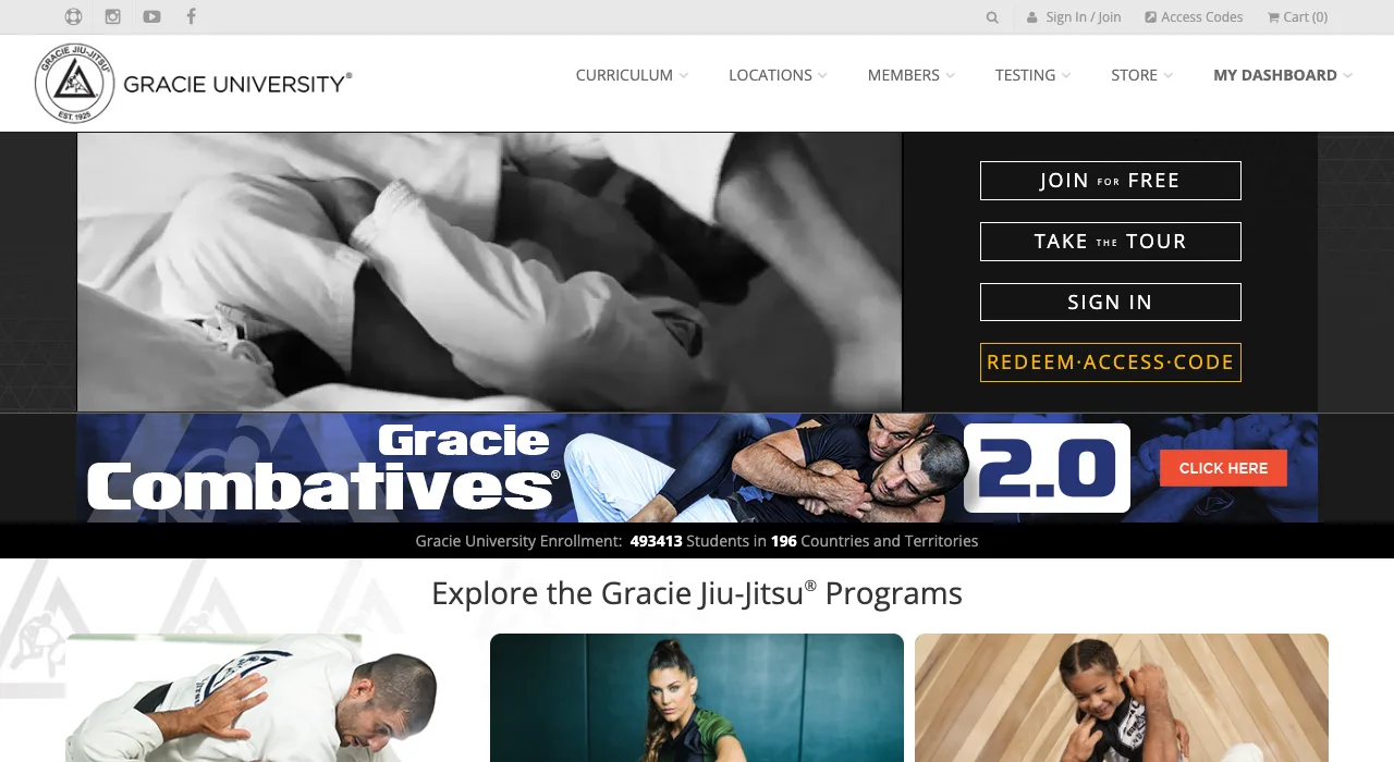 Gracie University のトップ画面