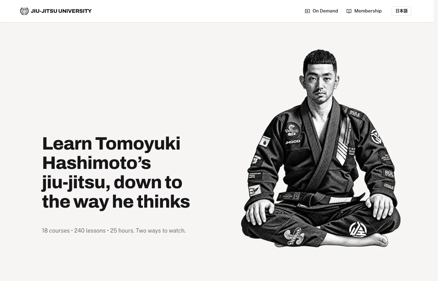 Home page of a jiu-jitsu course site