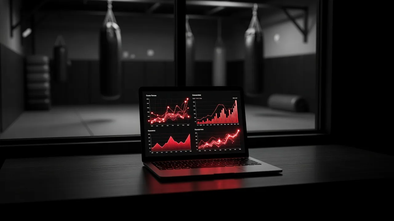 Your dashboard — members and growth at a glance, with the gym in view