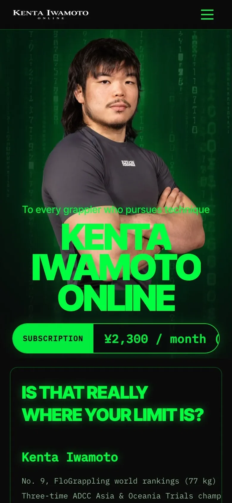 The kentaiwamoto.com home page on a phone