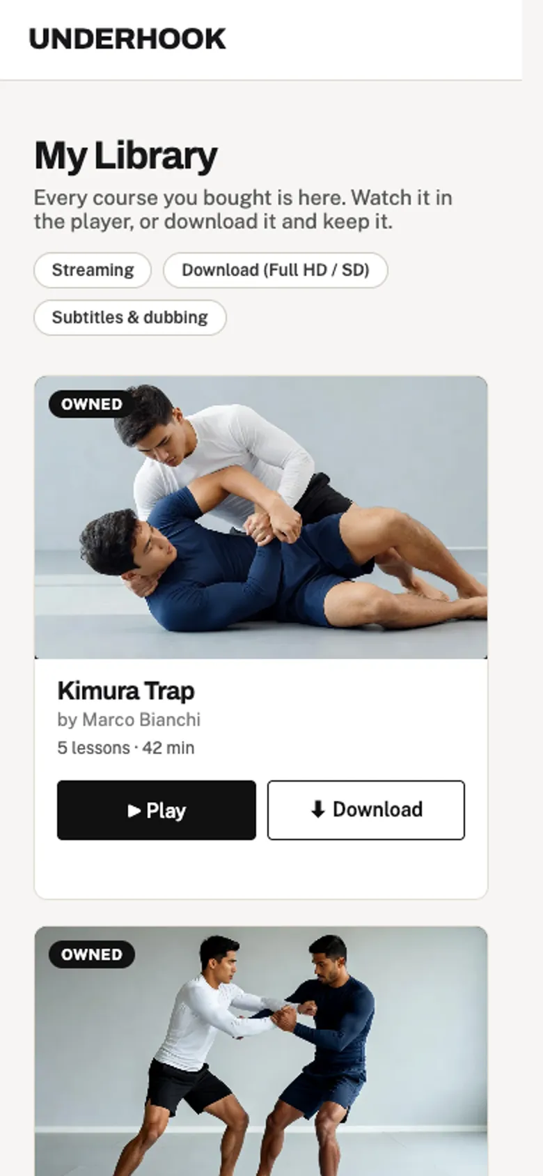 The app: a library of purchased courses