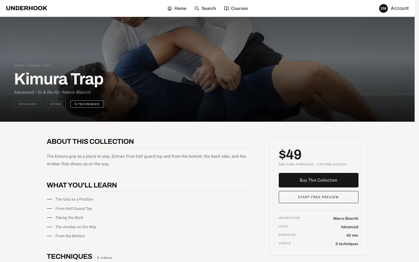The Kimura Trap product page: price, what you will learn and the five lessons